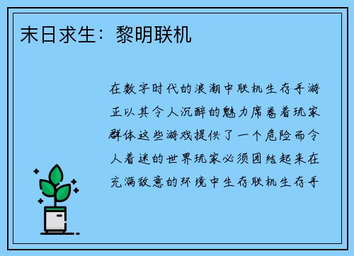 末日求生：黎明联机